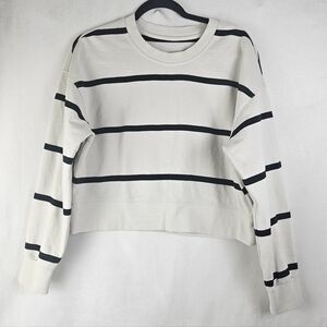 Lululemon Perfectly Oversized Crew Sweater Striped Black and White 6 Small